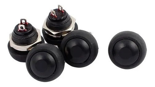 Imagen 2 de 8 de Pulsador Normal Abierto 17.5mm Diam 12mm 1a 250v Negro X 10