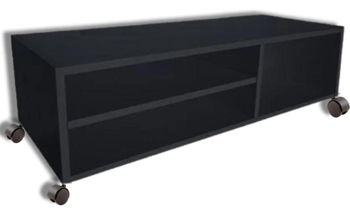 Rack Para Sala De Estar Industrial Preto Com Rodinhas