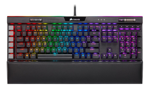 Teclado gamer Corsair K95 RGB Platinum XT QWERTY Cherry MX Speed inglés US color negro con luz RGB