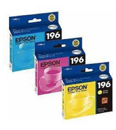 Cartucho Color Epson T196 Cian Magenta Amarillo Original C/u