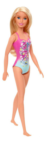 Muñeca Barbie Malla Rosa Con Flores Dia De Playa Ghh38