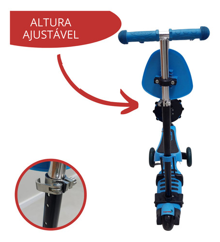 Patinete Infantil 3x1 Até 50kg Com Cesta Joaninha Importway Cor Azul