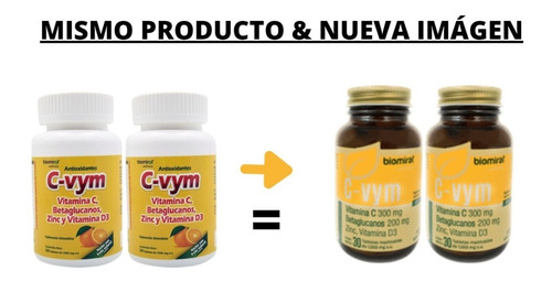 C-vym Vitamina C, D3 Betaglucanos Zinc 30 Tab (2 Pzs) Full