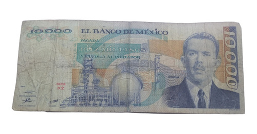 Billete $10,000 Pesos Cárdenas Con Marca De Agua Años 80's