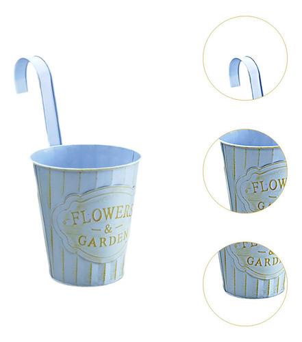 Maceta De Hierro Para Flores, Maceta Colgante Pequeño Azul