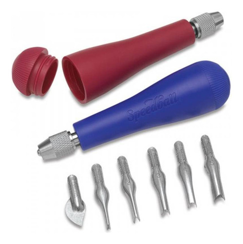 Goiva Speedball C/ 6 Laminas + Placa Linoleo 10x15