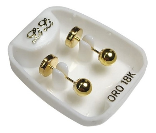 Par Aros Abridores Todo Oro 18 K Bolita Grande 4mm Bebé Nena