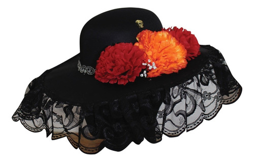 Sombrero De Catrina Colorida Disfraz Catrina Dia De Muertos Color Negro