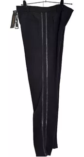 Cuesta Blanca Pantalon Tiras Plata T.46 Negro Recto Mujer