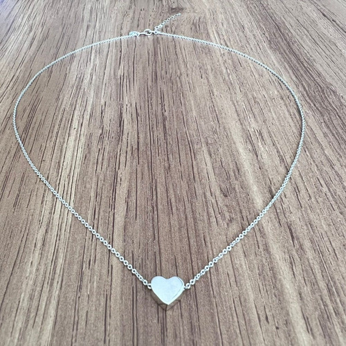 Imagen 3 de 10 de Collar Corazón Pasacadena De Plata .925 Agálea Joyería