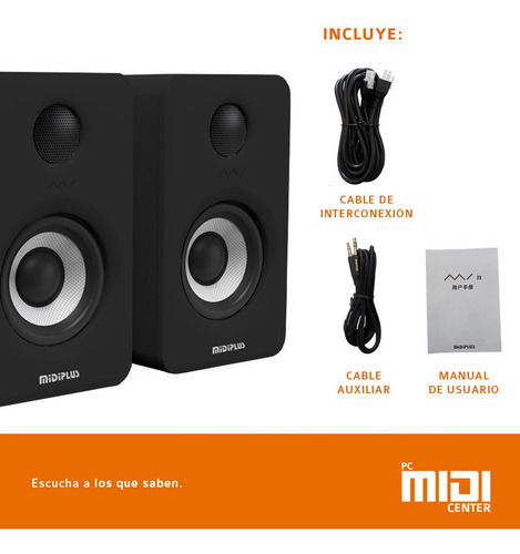Imagen 4 de 4 de Monitores Estudio Activos Midiplus Mi3 Bluetooth Negro Par