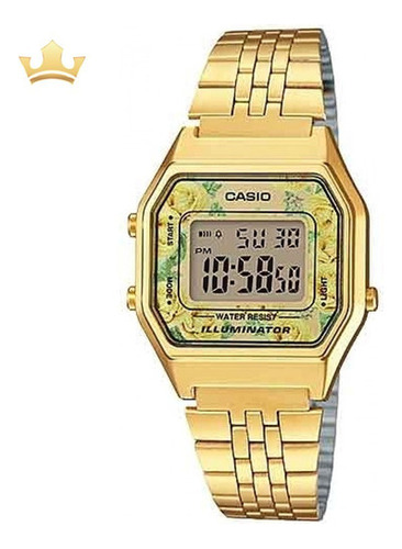 Relógio Casio Feminino Vintage La680wga-9cdf Cor Da Correia Dourado Cor Do Bisel Dourado Cor Do Fundo Cinza