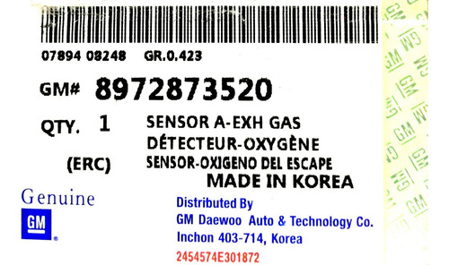 Sensor Oxigeno Luv Dmax 3.5 Gm Original Planta Tienda Fisic 