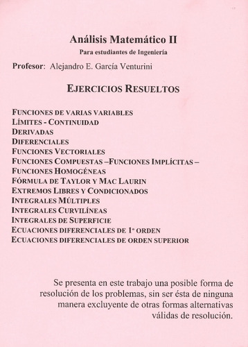 Análisis Matemático 2  Ingeniería Ejerc. Resueltos Venturini