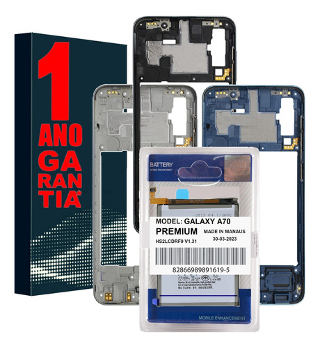 Aro Lado Meio Para Galaxy A70 + Com Botões + Battria Premium