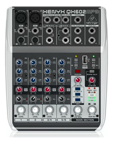 Consola Behringer Qx602 Mp3 6 Canales Mixer Efectos Estudio