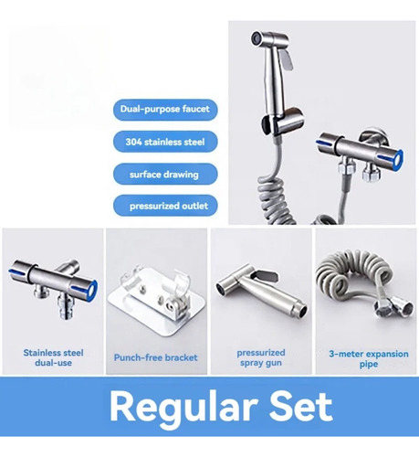 Kit Completo De Ducha Bidet Para Inodoro Acero Inoxidable