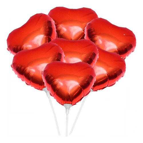 50 Globos Corazon Rojo San Valentin 10in Con Popotes Y Copas