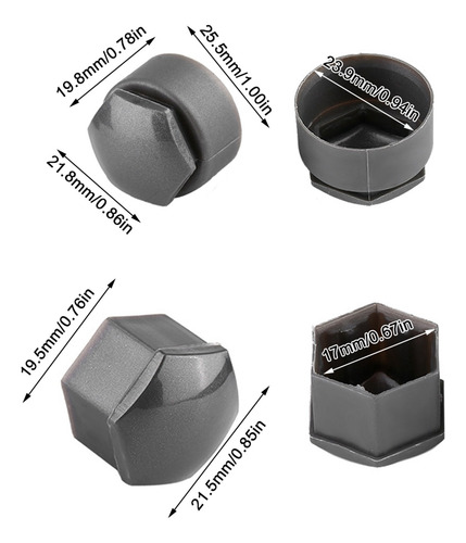 Protector De Tornillo De Rueda Gris, 20 Unidades, 17 Mm, Tue