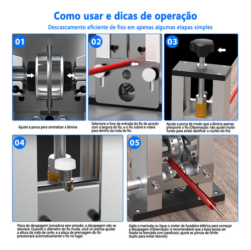 Máquina de decapagem de cabos de cobre ajustavel 1-25mm Decapador De Fios Portátil Descascador De Fios Manual