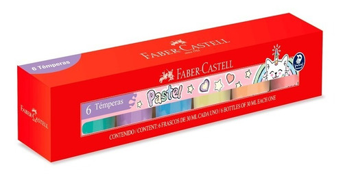 Faber Castell - 6 Temperas Pastel Colores Surtidos 30 Ml