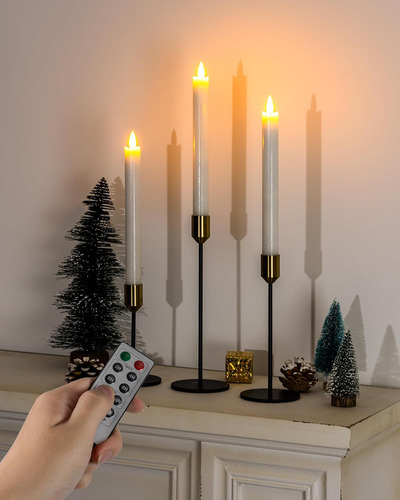 Velas Cónicas Sin Llama Control Remoto Temporizador Re...