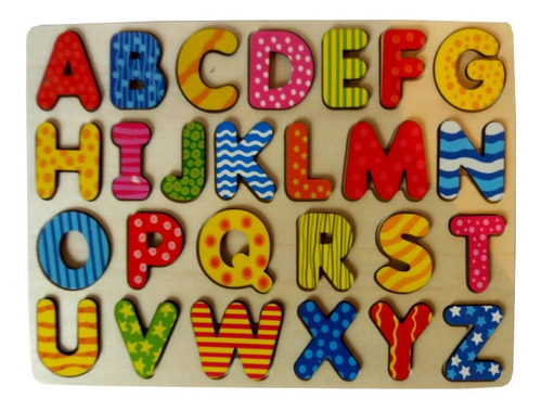 Encaste Letras Didáctico Madera Abecedario Completo Colores