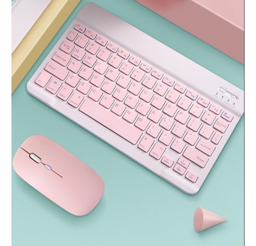 Conjunto De Teclado E Mouse Sem Fio De 10 10 Polegadas Rosa