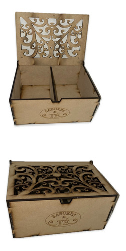 Caja De Té Doble Fibrofacil Mdf Tapa Calada X40 Unidades