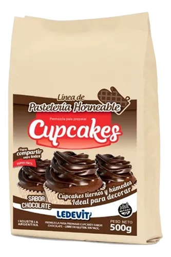 Premezcla Cupcakes Chocolate Ledevit 500g  Cotillon Sergio 