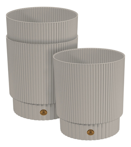 Set 3 Macetas Altomonte Redondas D30cm Con Rejilla Interna Gris Luna Altamonte D30