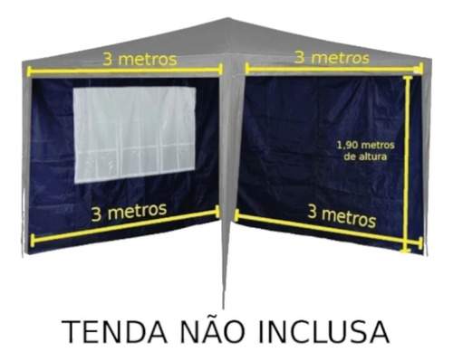 Kit 4 Paredes Cor Azul Para Gazebo Tenda 3x3 Metros