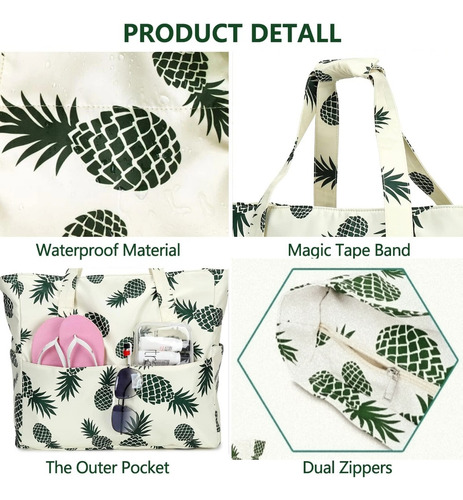 Bolsa de viaje grande para mujer impermeable resistente a la arena con cremallera color pantuflas