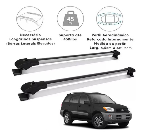 Rack De Teto Travessa Toyota Rav 4 2006 4p Slim Prata