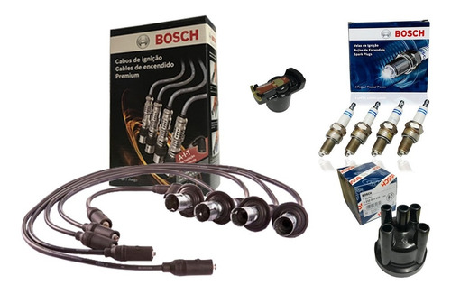 Kit Cabos Velas Rotor Tampa Bosch Fusca 3 Fios Hall R Longa