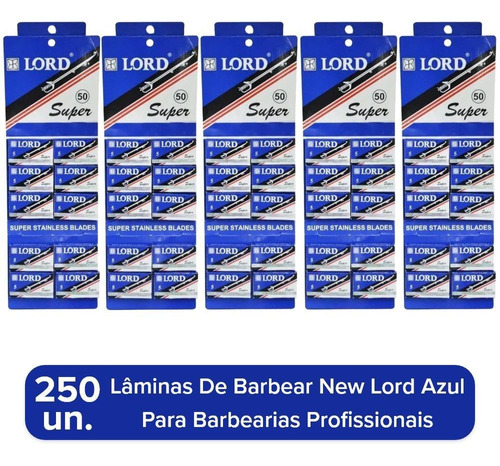 Lâminas De Barbear Navalias New Lord Azul 250un Navalha