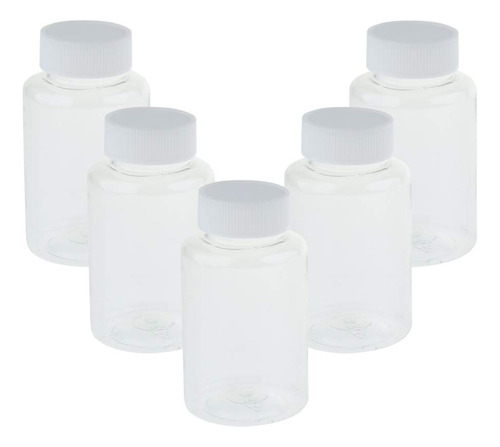 5 Botellas De Reactivo Graduado, Especimen De Laboratorio, B