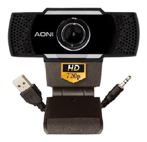 Imagen 1 de 5 de Aoni Cámara Webcam Hd C/ Microfono. Zoom, Meet Windows 7/10