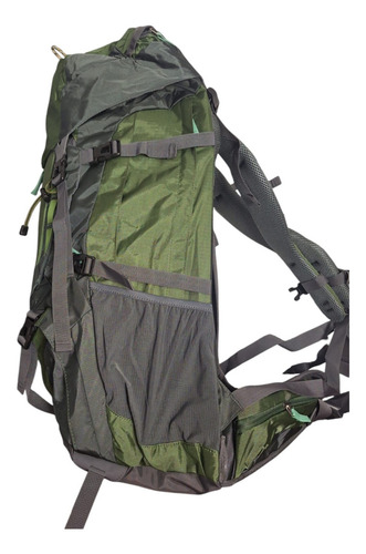 Mochila Head Trekking Camping Color Gris Y Verde Diseño De La Tela Liso