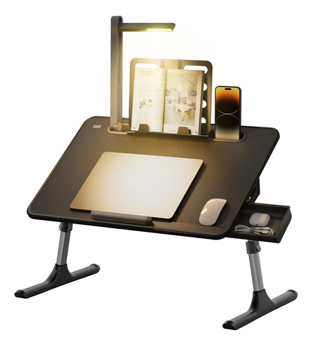 Saiji - Mesa Para Laptop Con Luz De Escritorio Led, Soporte