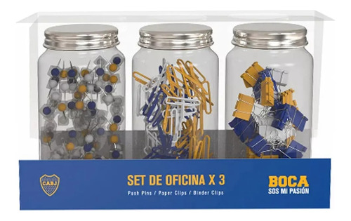Set De Oficina X 3 Frascos Big Pocket Boca Juniors
