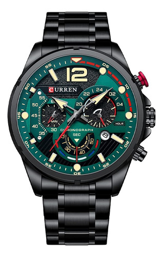 Reloj Curren Hombre Cronógrafo Militar Acero Inoxidable Resi