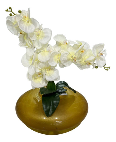 Orquídeas Vaso De Vidro Luxo Arranjo De Flores Artificiais G