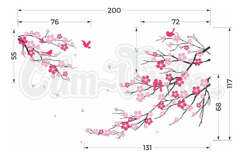 Vinilo Decorativo Pared Arbol Rama Flor Cerezo Sakura Floral