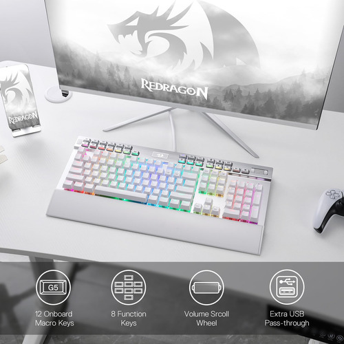 Teclado Para Jogos Redragon K550 Rgb 104 Teclas + 12 Macro G
