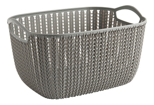 Set De 3 Cajas Organizadoras Simil Rattan Gris Begônia