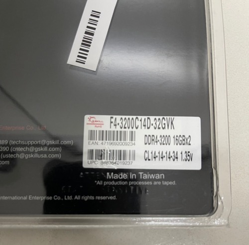 Memória G.skill Ripjaws V Ddr4 3200mhz B-die Cl14 2x16 32gb