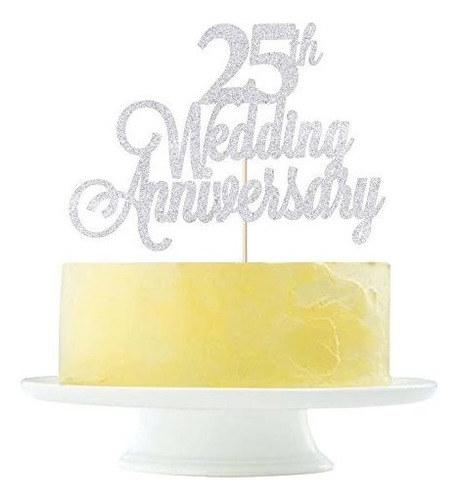 Plata 25th Boda Anniversary Cake Topper, Boda J976k