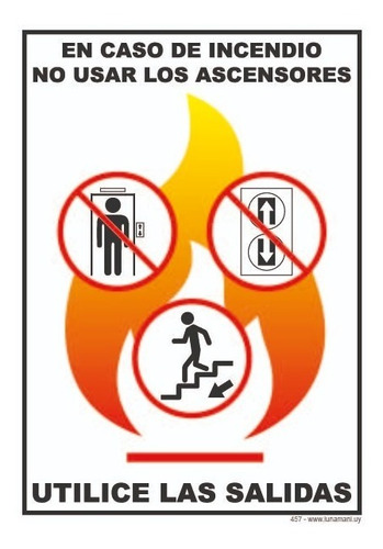 Cartel En Caso De Incendio No Usar Ascensores (20x15cms)