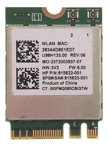 Tarjeta Red Wifi 2.4 5ghz Bluetooth 4.1 Rtl882be 915622-001
